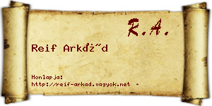 Reif Arkád névjegykártya