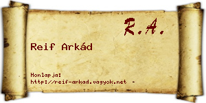 Reif Arkád névjegykártya
